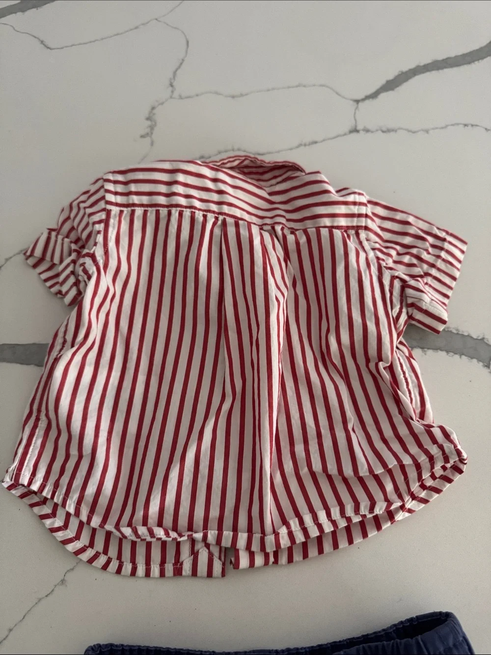 Ralph Lauren Kids Navy Embroidered Nautical Shorts with Red Stripe Shirt